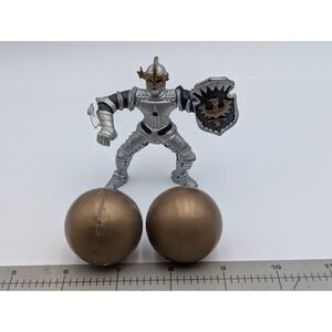Chap Mei Silver Knight Figure 3 Inch 1995 with 2 Gold Cannon Balls Lot